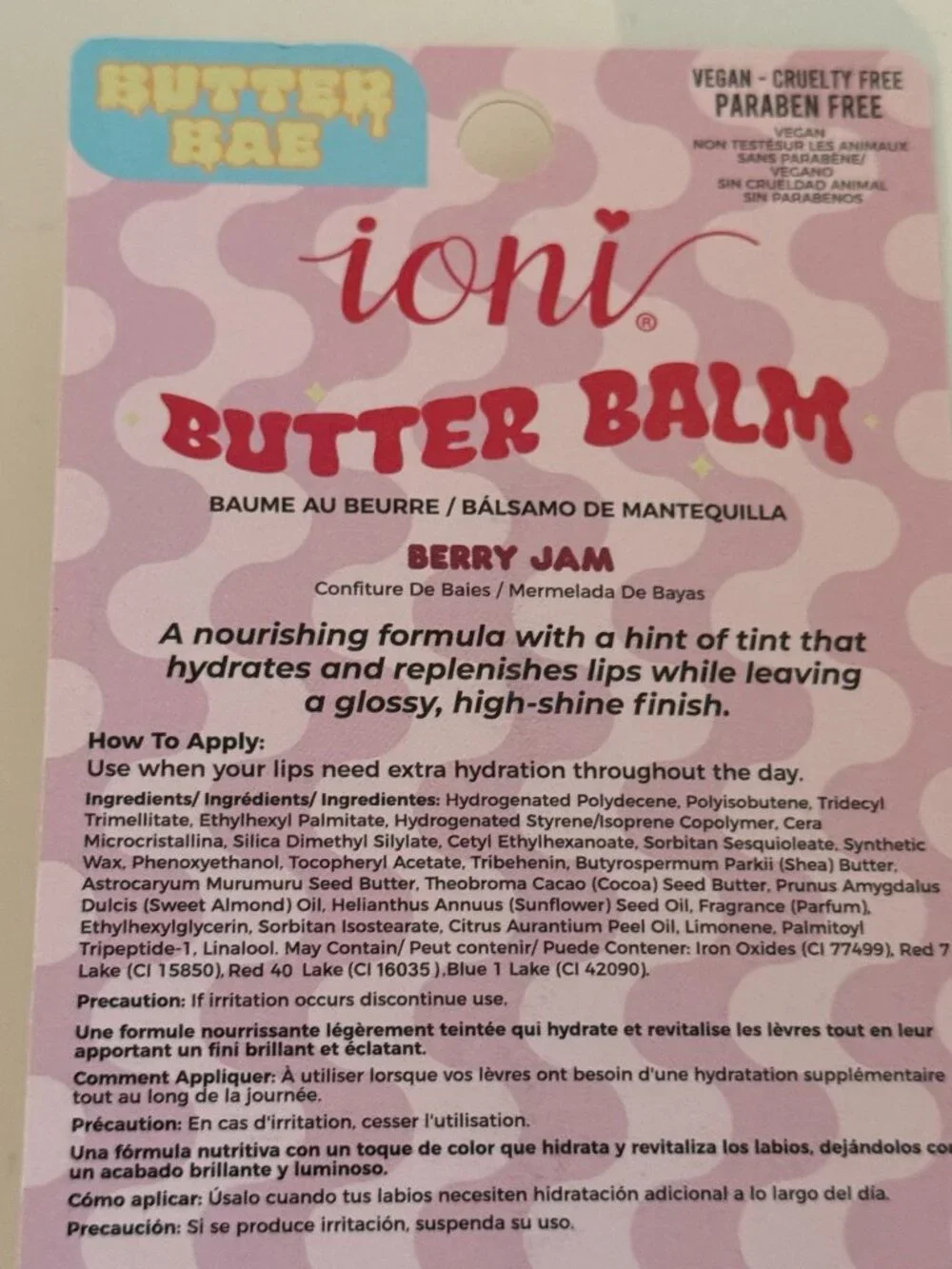 Ioni Butter Bae Berry Jam Raspberry Peptide Lip Butter Balm New